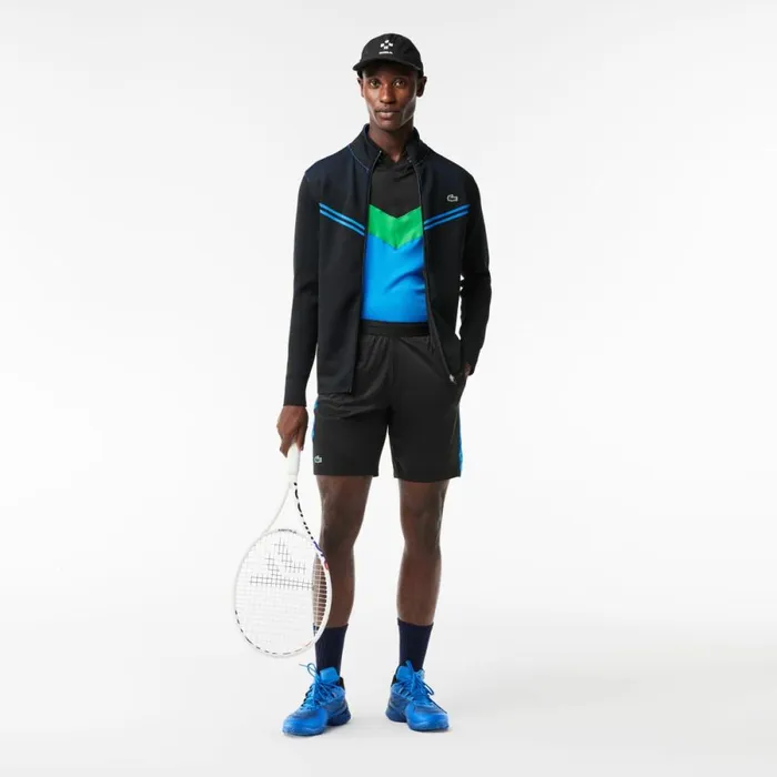 Shorts and Swim Men Lacoste Men039s Lacoste Tennis X Daniil Medvedev Regular Fit Shorts Black Blue Miv