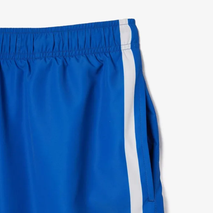 Shorts and Swim Men Lacoste Men039s Logo Printed Swim Trunks Blue White Itv