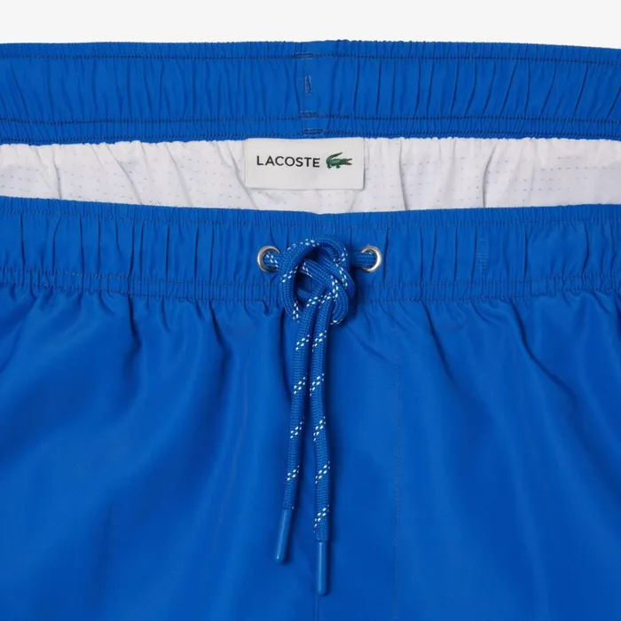 Shorts and Swim Men Lacoste Men039s Logo Printed Swim Trunks Blue White Itv
