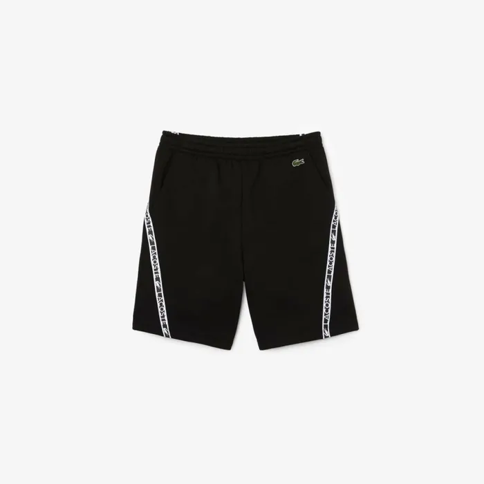 Shorts and Swim Men Lacoste Men039s Printed Bands Brushed Fleece Shorts Black 031