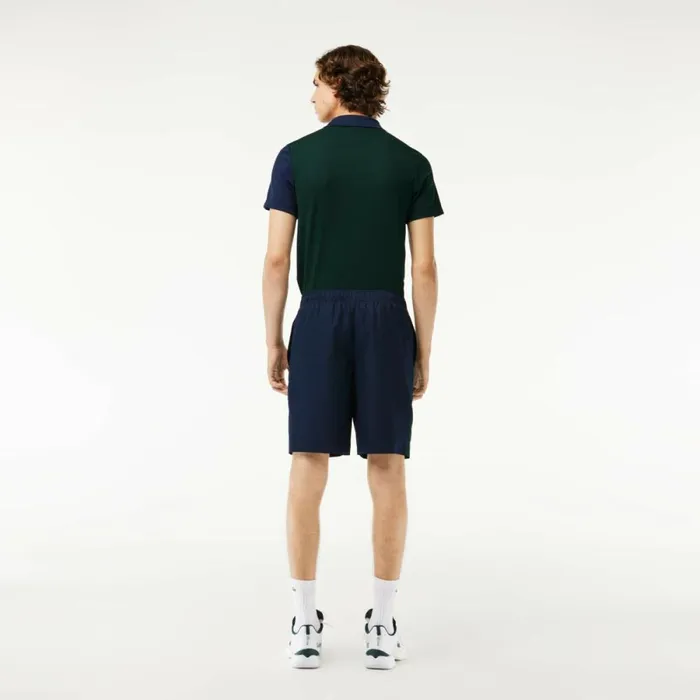 Shorts and Swim Men Lacoste Men039s Regular Fit Recycled Fiber Tennis Shorts Green Navy Blue White 7up