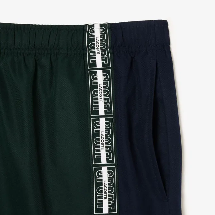 Shorts and Swim Men Lacoste Men039s Regular Fit Recycled Fiber Tennis Shorts Green Navy Blue White 7up