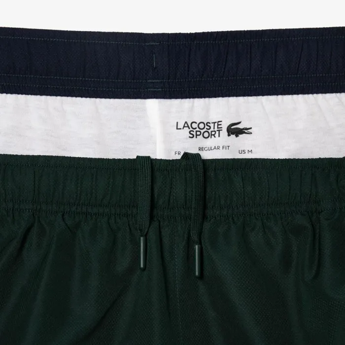 Shorts and Swim Men Lacoste Men039s Regular Fit Recycled Fiber Tennis Shorts Green Navy Blue White 7up