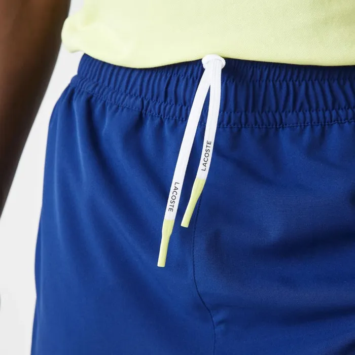 Shorts and Swim Men Lacoste Men039s SPORT Lined Shorts Blue Flashy Yellow White 8q6