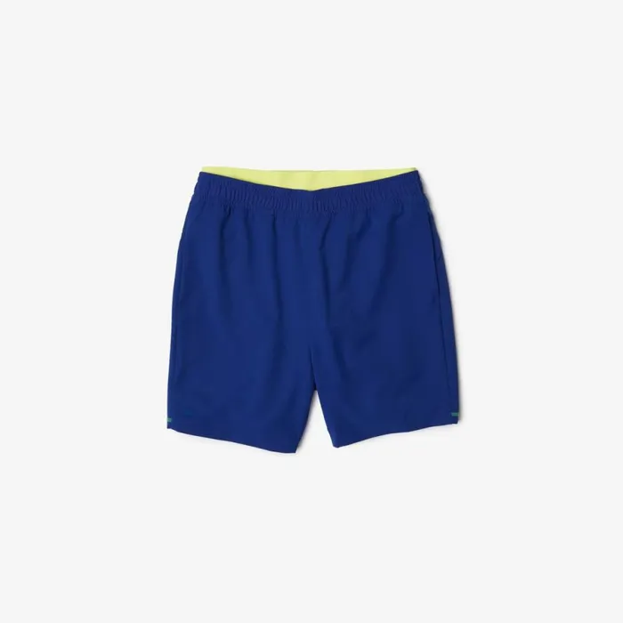 Shorts and Swim Men Lacoste Men039s SPORT Lined Shorts Blue Flashy Yellow White 8q6