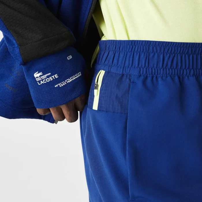 Shorts and Swim Men Lacoste Men039s SPORT Lined Shorts Blue Flashy Yellow White 8q6