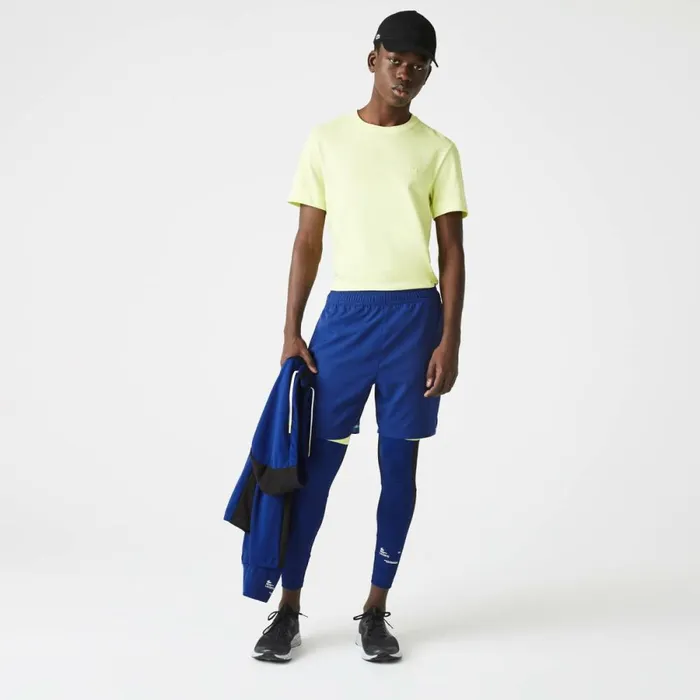 Shorts and Swim Men Lacoste Men039s SPORT Lined Shorts Blue Flashy Yellow White 8q6
