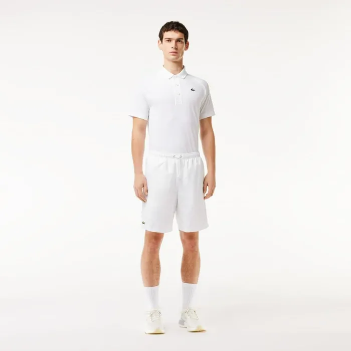 Shorts and Swim Men Lacoste Men039s Sport Tennis Solid Diamond Weave Shorts White 001
