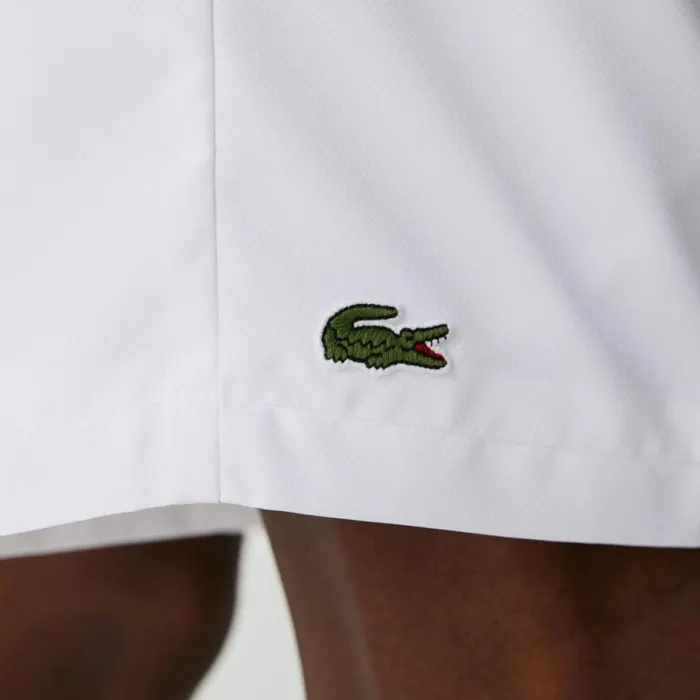 Shorts and Swim Men Lacoste Men039s Sport Tennis Solid Diamond Weave Shorts White 001