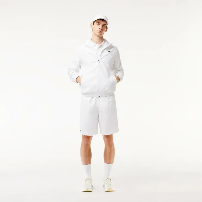 Shorts and Swim Men Lacoste Men039s Sport Tennis Solid Diamond Weave Shorts White 001