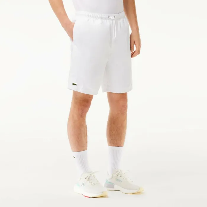 Shorts and Swim Men Lacoste Men039s Sport Tennis Solid Diamond Weave Shorts White 001