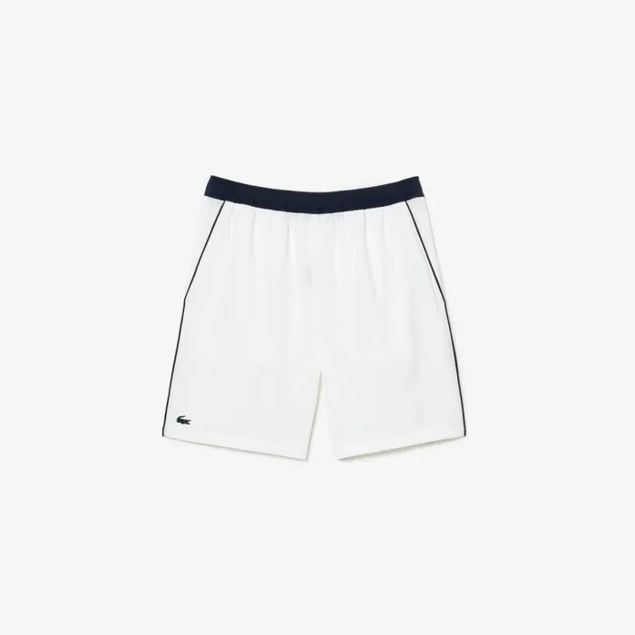 Shorts and Swim Men Lacoste Men039s Stretch Tennis Shorts White Navy Blue 522