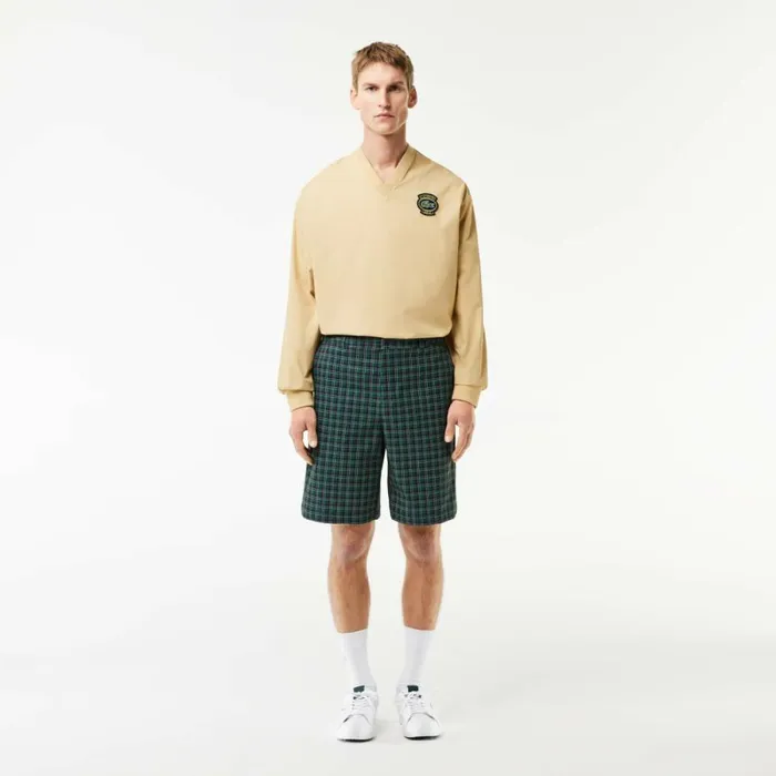 Shorts and Swim Men Lacoste Men039s UltraDry Checked Golf Shorts Navy Blue Red Yellow Iq6