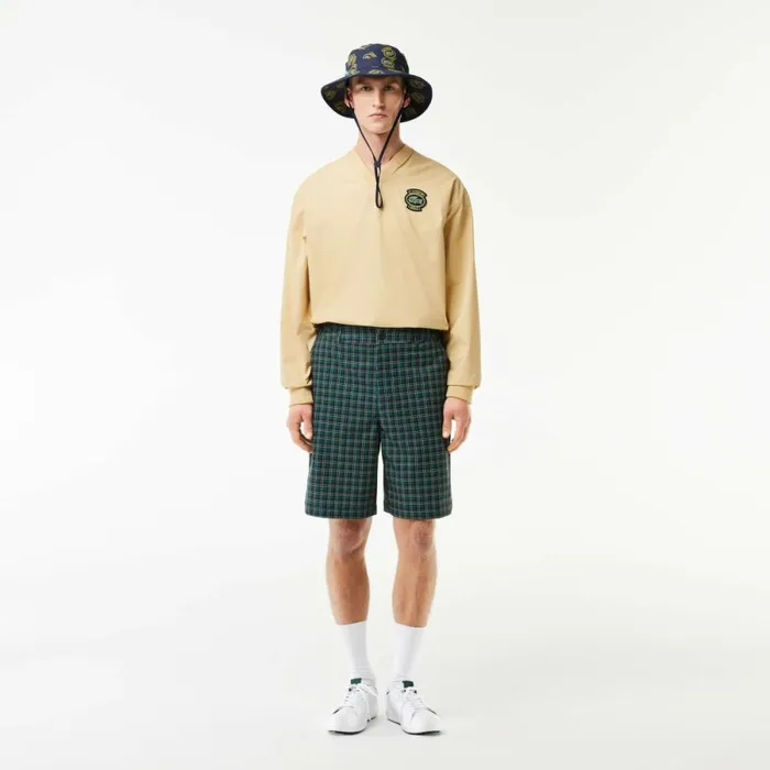 Shorts and Swim Men Lacoste Men039s UltraDry Checked Golf Shorts Navy Blue Red Yellow Iq6