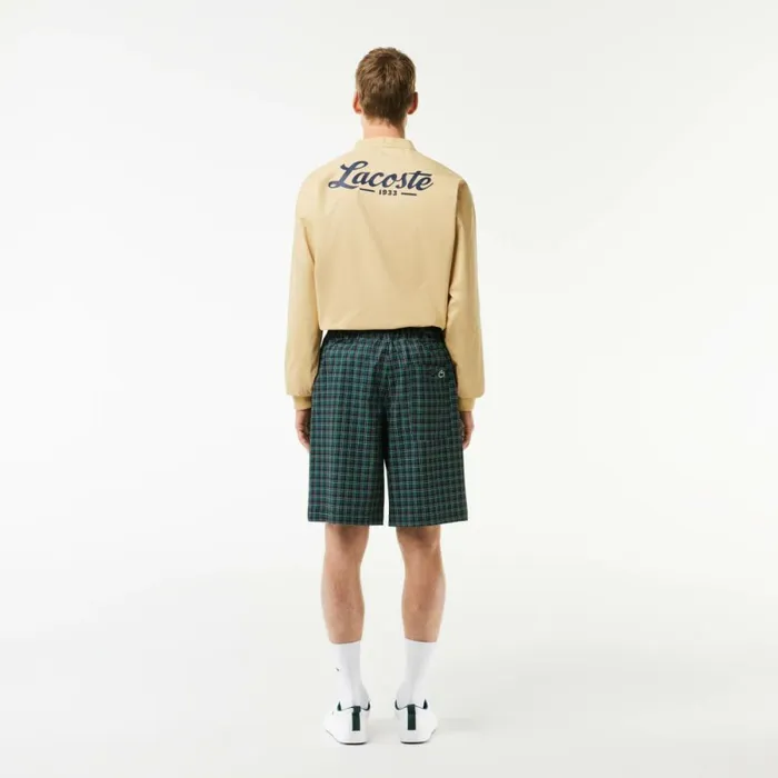 Shorts and Swim Men Lacoste Men039s UltraDry Checked Golf Shorts Navy Blue Red Yellow Iq6