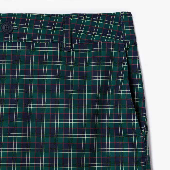 Shorts and Swim Men Lacoste Men039s UltraDry Checked Golf Shorts Navy Blue Red Yellow Iq6