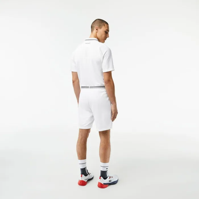 Shorts and Swim Men Lacoste Mens Lacoste Tennis X Daniil Medvedev Mesh Shorts White 001
