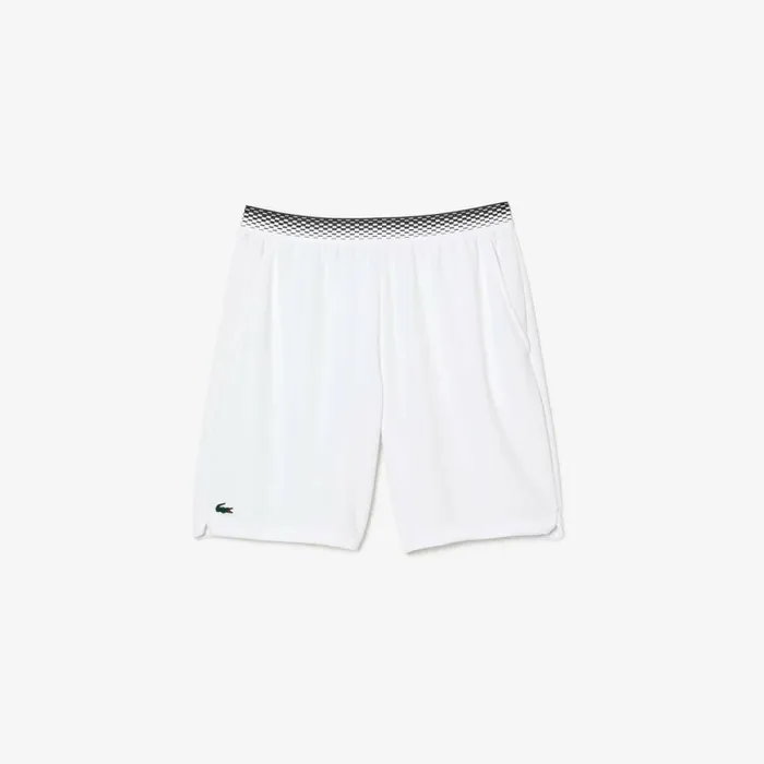Shorts and Swim Men Lacoste Mens Lacoste Tennis X Daniil Medvedev Mesh Shorts White 001
