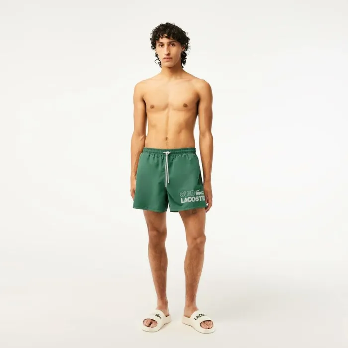 Shorts and Swim Men Lacoste Mens QuickDry Lined Swim Trunks Khaki Green Kx5
