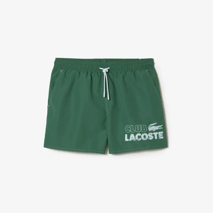 Shorts and Swim Men Lacoste Mens QuickDry Lined Swim Trunks Khaki Green Kx5