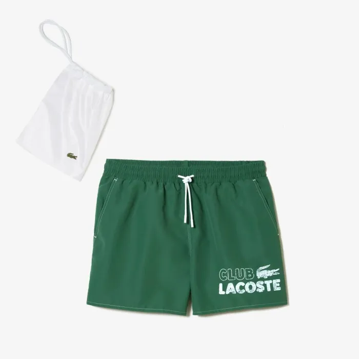 Shorts and Swim Men Lacoste Mens QuickDry Lined Swim Trunks Khaki Green Kx5