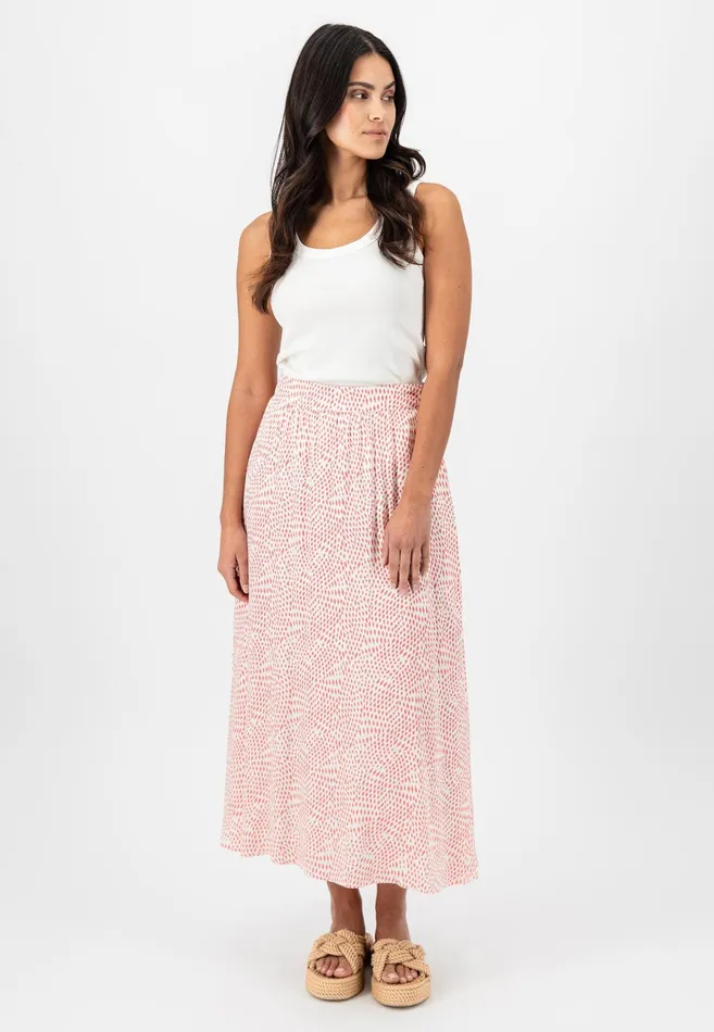 Skirts Women FYNCHHATTON Flowing Skirt With Minimal Print Fuchsia Pinksummer Lavender