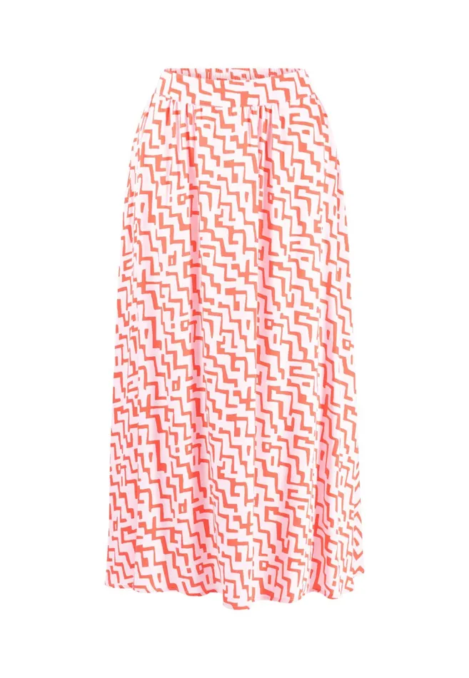 Skirts Women FYNCHHATTON Flowing Skirt With Pattern Summer Red