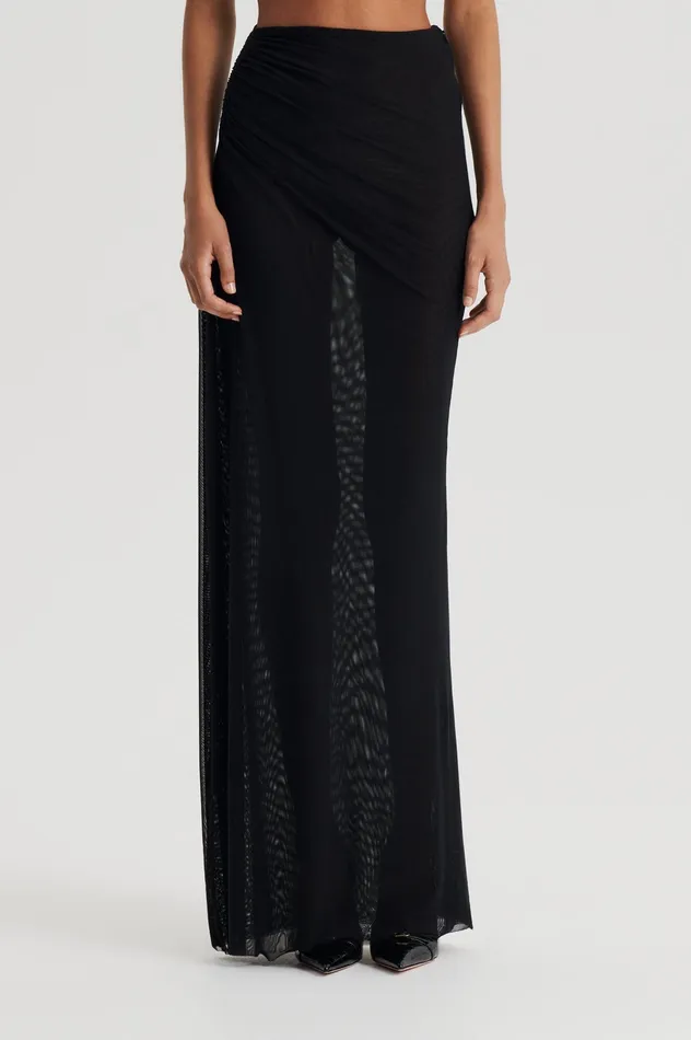 Skirts Women Scanlan Theodore MESH GATHERED SKIRT BLACK Skirts Women Scanlan Theodore MESH GATHERED SKIRT BLACK
