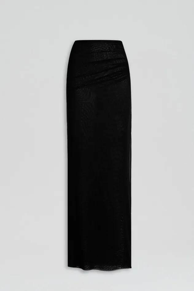 Skirts Women Scanlan Theodore MESH GATHERED SKIRT BLACK Skirts Women Scanlan Theodore MESH GATHERED SKIRT BLACK