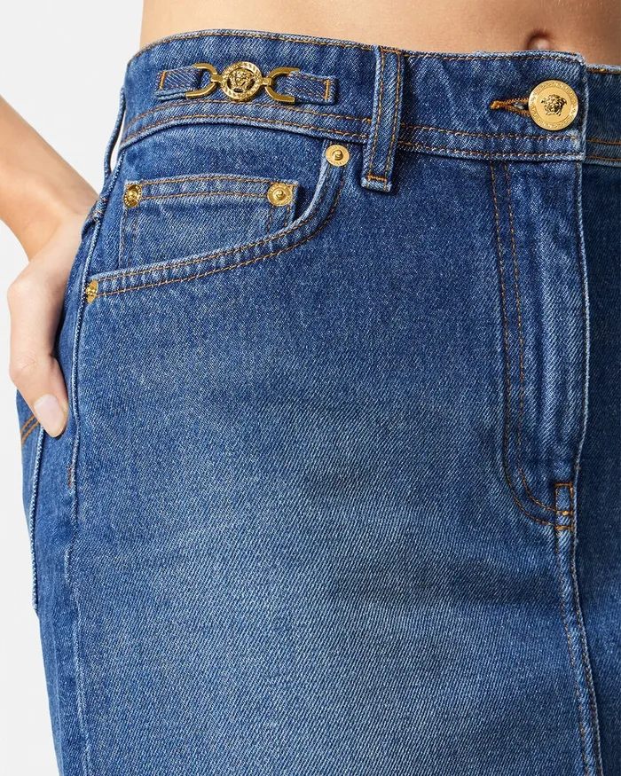 Skirts Women Versace Denim Mini Skirt Blue