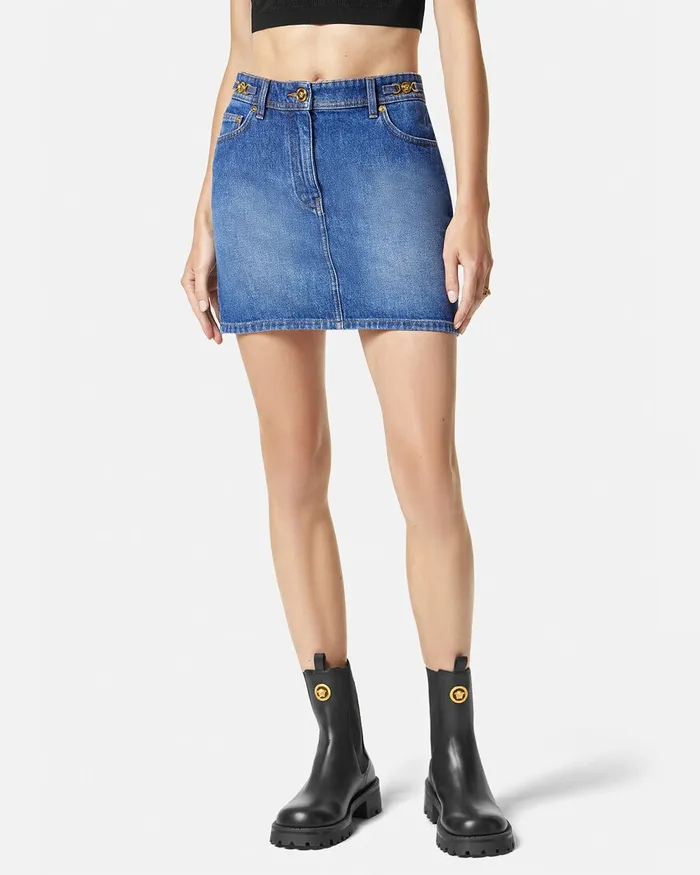 Skirts Women Versace Denim Mini Skirt Blue