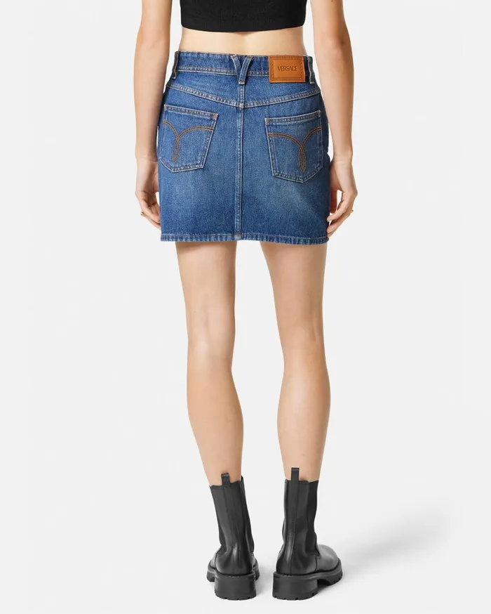 Skirts Women Versace Denim Mini Skirt Blue