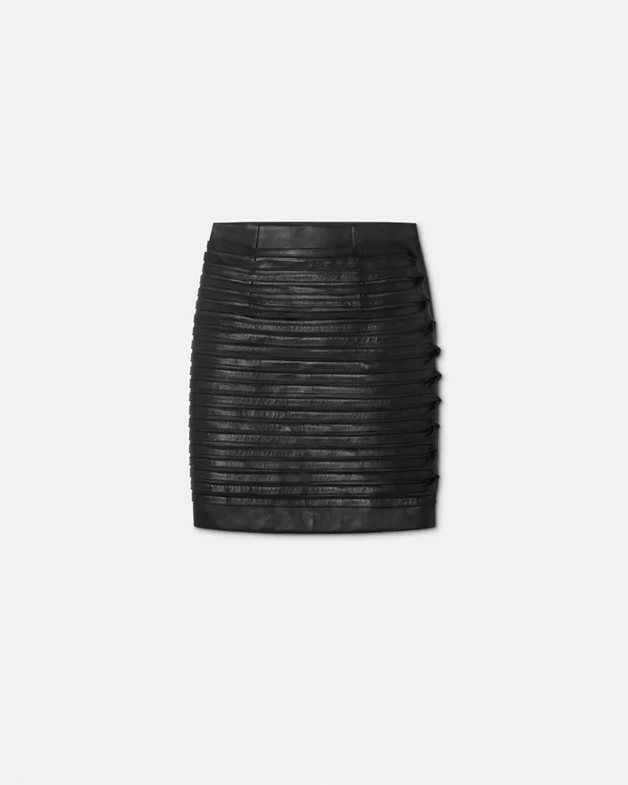 Skirts Women Versace Plong Leather Pencil Skirt Black