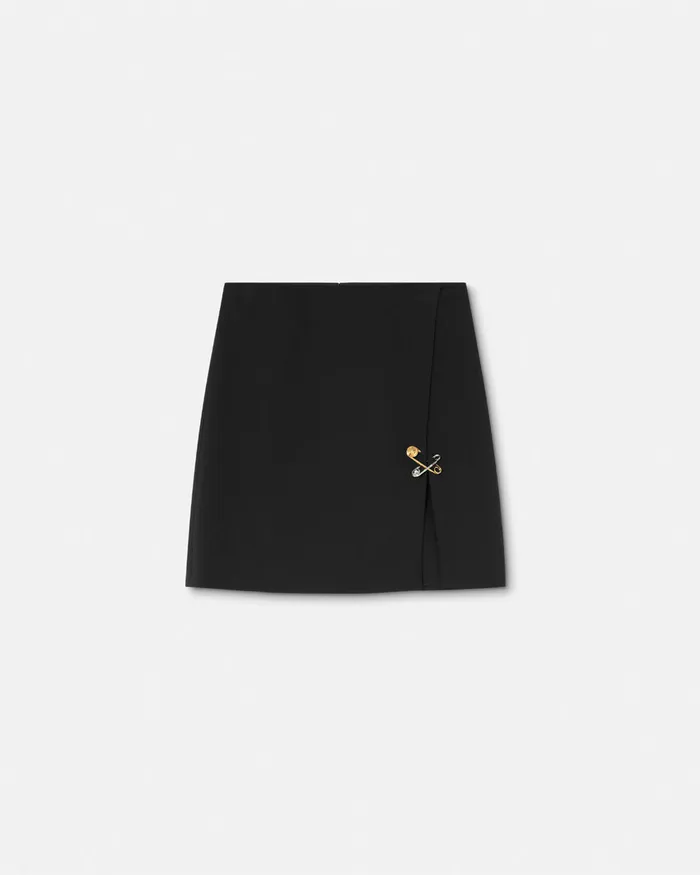 Skirts Women Versace Safety Pin ALine Wool Mini Skirt Black