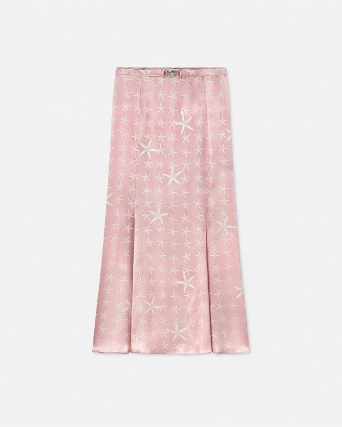Skirts Women Versace Stella Marina Flowing Silk Midi Skirt White