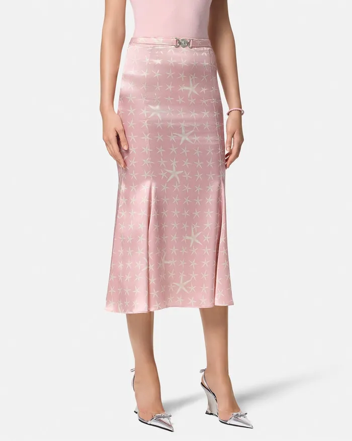 Skirts Women Versace Stella Marina Flowing Silk Midi Skirt White
