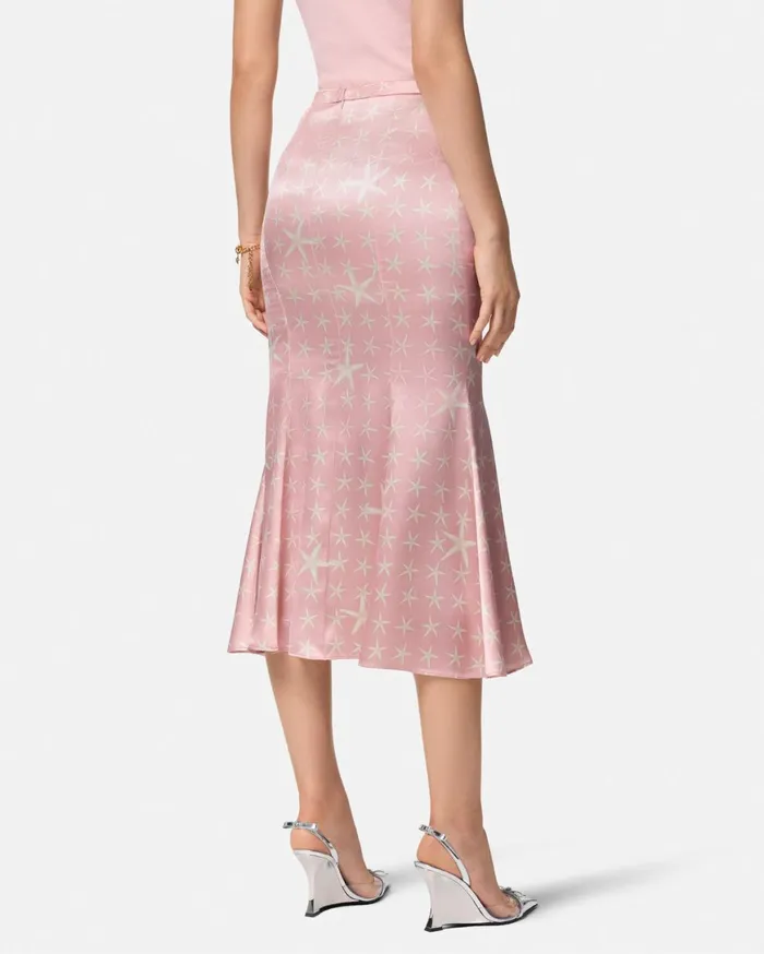 Skirts Women Versace Stella Marina Flowing Silk Midi Skirt White