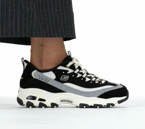 Slipins D039Lites 8211 Smooth Nostalgia Black Natural Women SKECHERS SlipOn