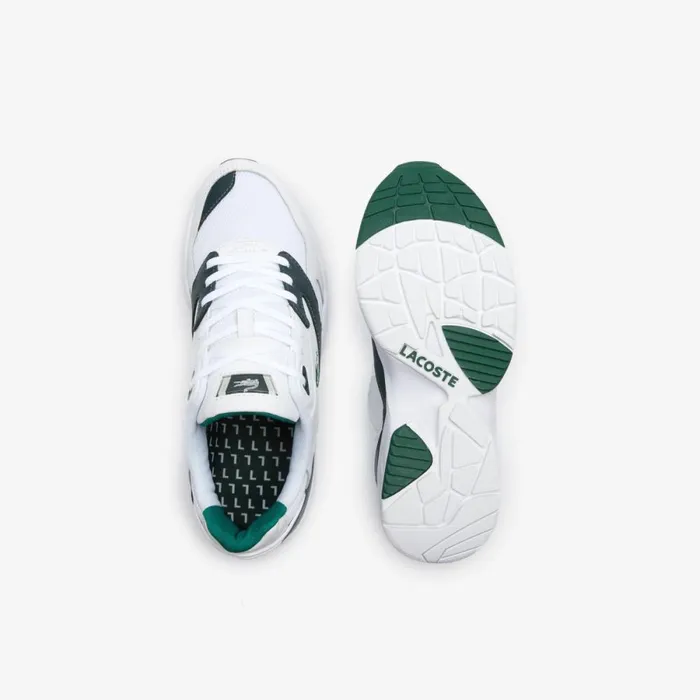 Sneakers Men Lacoste Men039s Storm 96 LO Mesh And Leather Rubber Crocodile Sneakers Whitedark Green 1r5