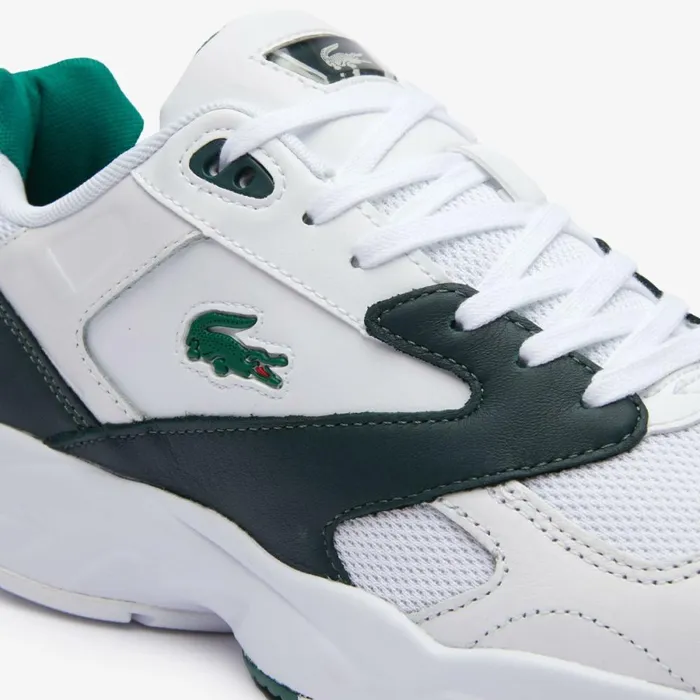 Sneakers Men Lacoste Men039s Storm 96 LO Mesh And Leather Rubber Crocodile Sneakers Whitedark Green 1r5