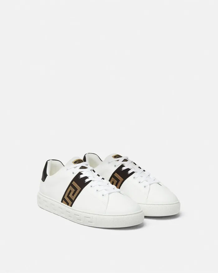 Sneakers Men Versace Studded Greca Trainers Blackgold