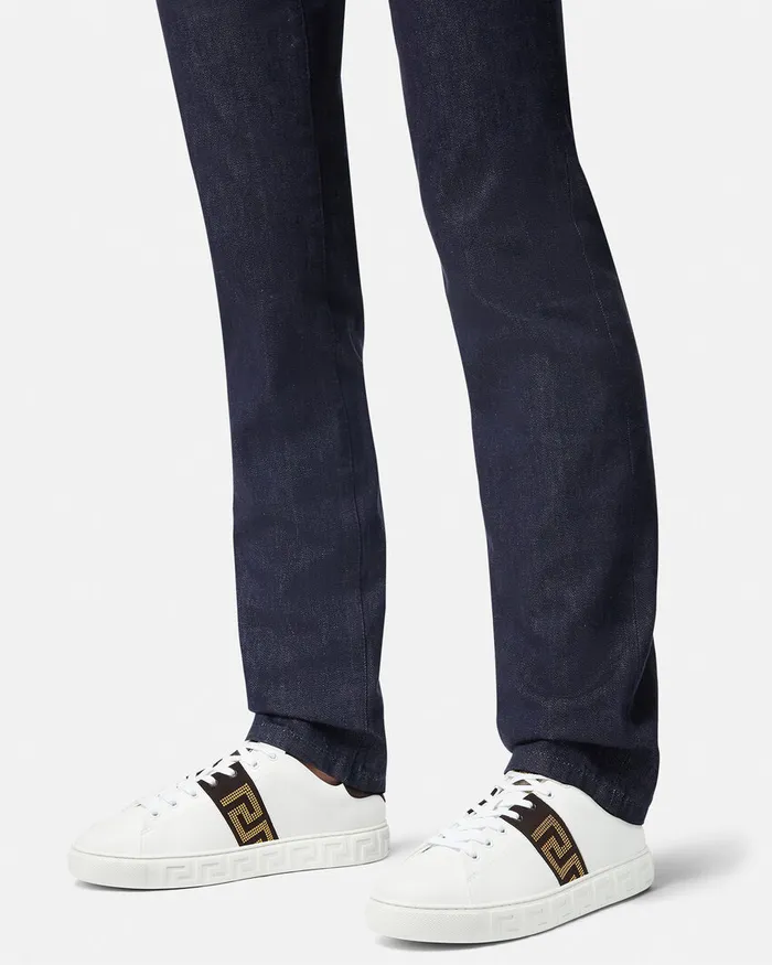 Sneakers Men Versace Studded Greca Trainers Blackgold