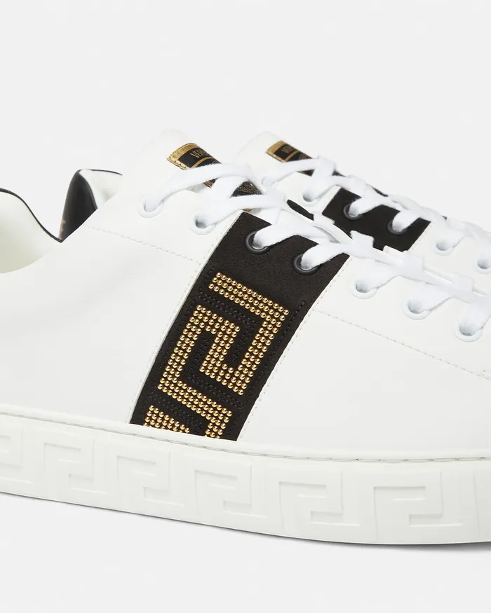 Sneakers Men Versace Studded Greca Trainers Blackgold
