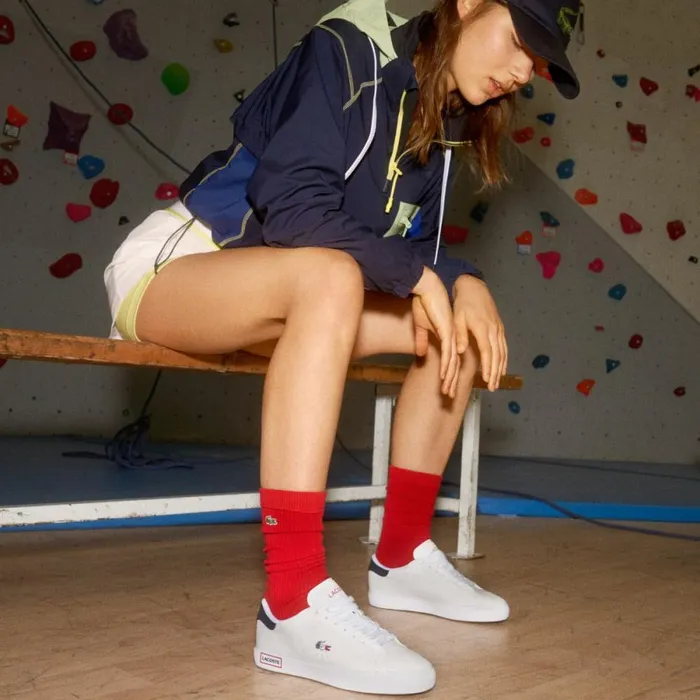 Sneakers Women Lacoste Women039s Powercourt Leather Multicolor Sneakers Whtnvyred 407