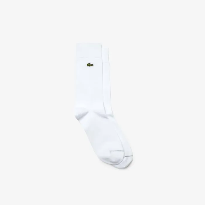 Socks MenWomen Lacoste Unisex Cotton Blend HighCut Socks White 001