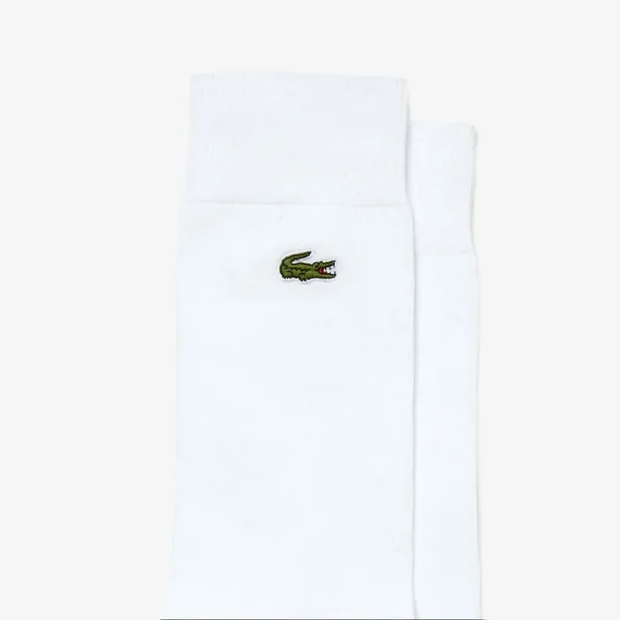 Socks MenWomen Lacoste Unisex Cotton Blend HighCut Socks White 001