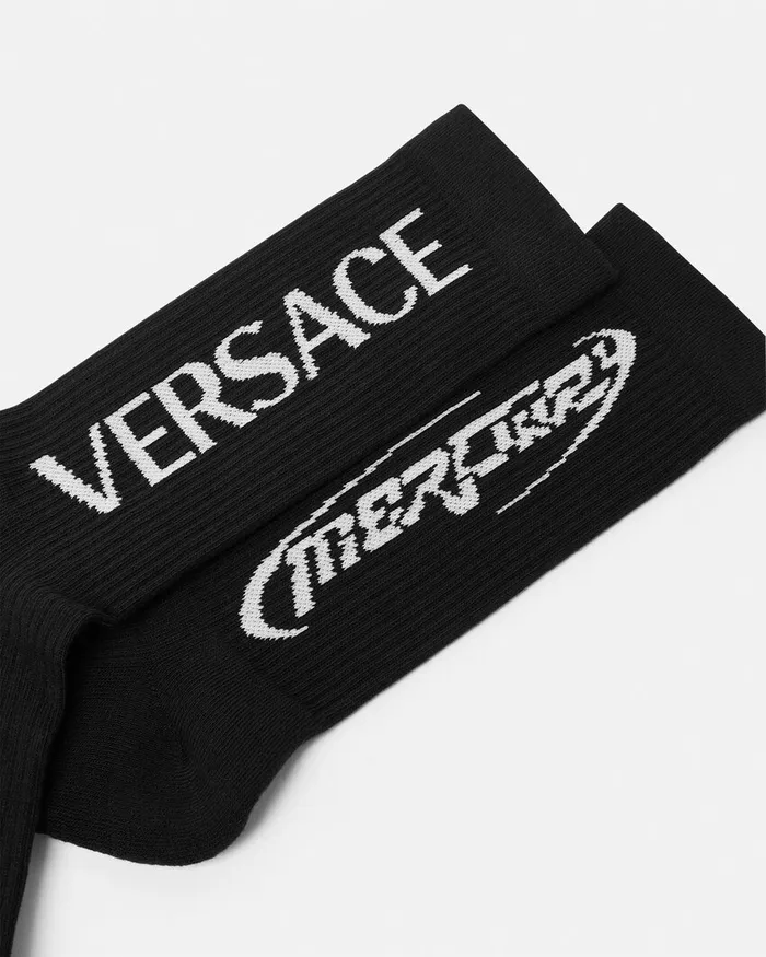 Socks WomenMen Versace Mercury Logo Socks Black