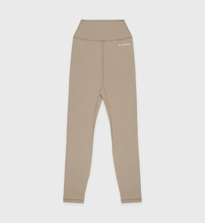Sporty and Rich Activewear Women Serif Logo Legging 8211 ElephantWhite