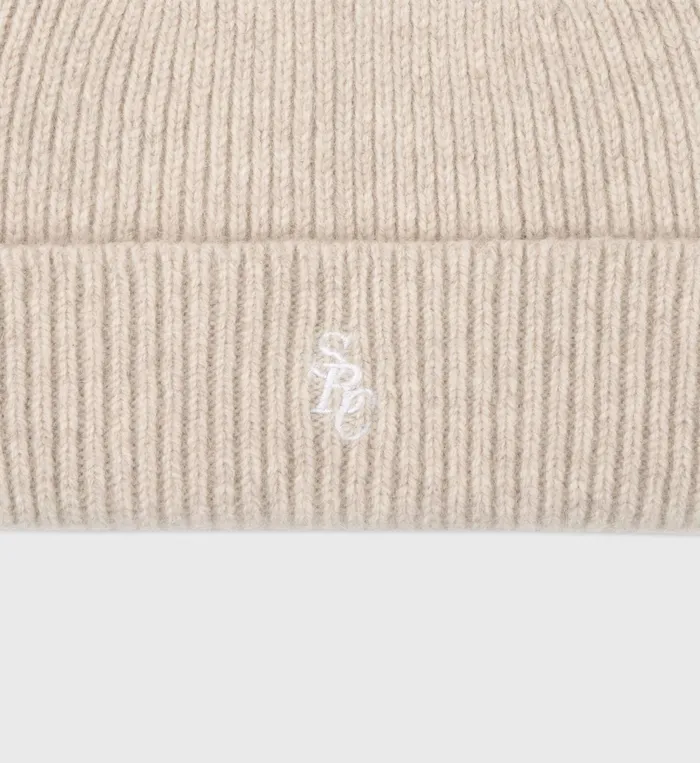 Sporty and Rich Beanies and Scarves Women SRC Wool Beanie 8211 BeigeWhite