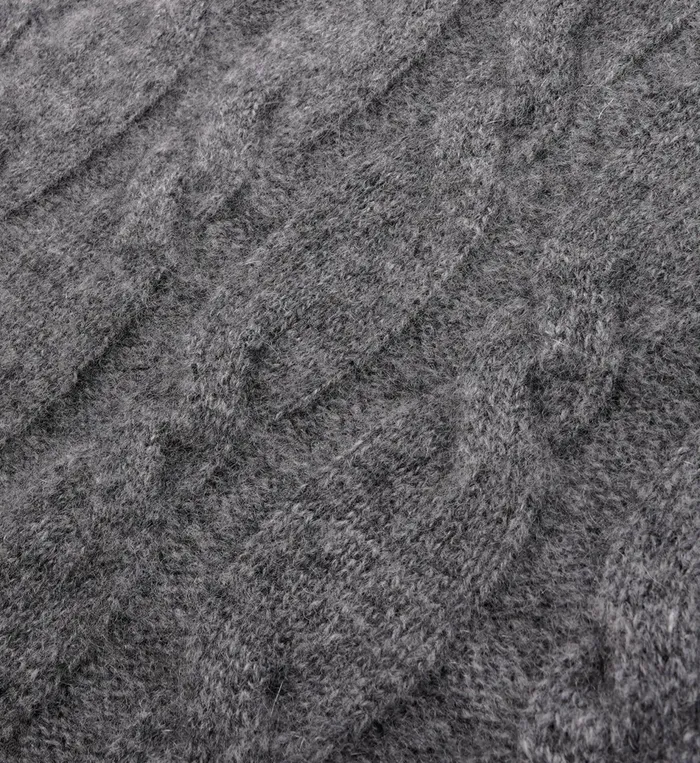 Sporty and Rich Knitwear Women Faubourg Cableknit Wool Cashmere Crewneck 8211 Heather GrayWhite